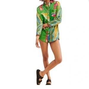 FARM Rio Linen Banana Leaf Romper (shorts)